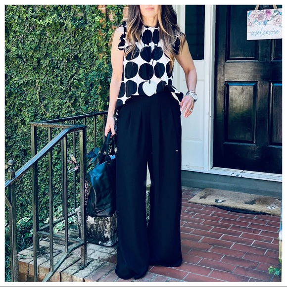 39 Black Fabulous Boho Wide Leg Solid Pleated Pants - Picture 5 of 8